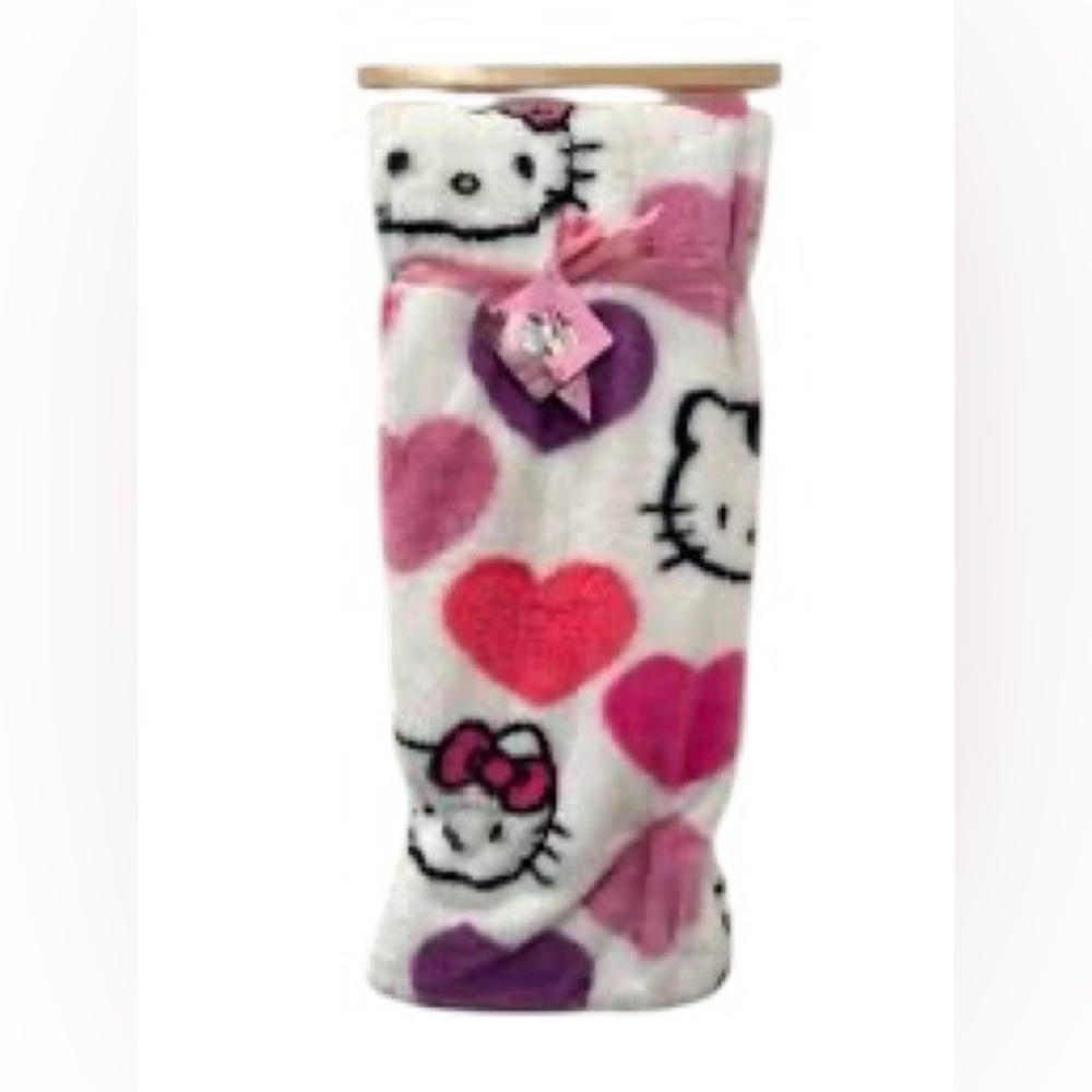 Hello Kitty Kids Blanket - Pink, Purple  Hearts